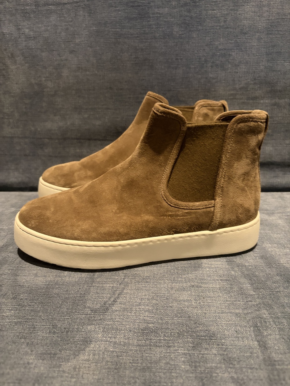 Vince Suede Platform Slip-On Sneakers in Brown and Cream -Sz 8